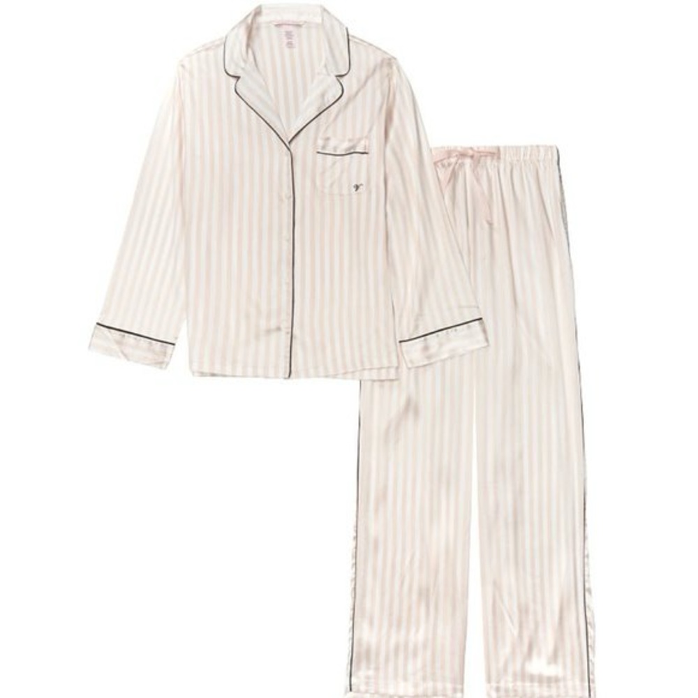 victoria's secret satin after hours striped pj set XL‎ pajama